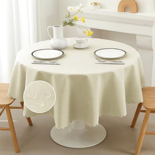 Tischdecke Abwaschbar Leinenoptik wasserdichte Lotuseffekt Outdoor Tischdecken Fleckschutz Wachstuchtischdecke Rund Rechteck für Garten Esszimmer Party Rund 140cm Beige Tischdecke Abwaschbar Leinenoptik wasserdichte Lotuseffekt Outdoor Tischdecken Fleckschutz Wachstuchtischdecke Rund Rechteck für Garten Esszimmer Party Rund 140cm Beige von Vorvowry