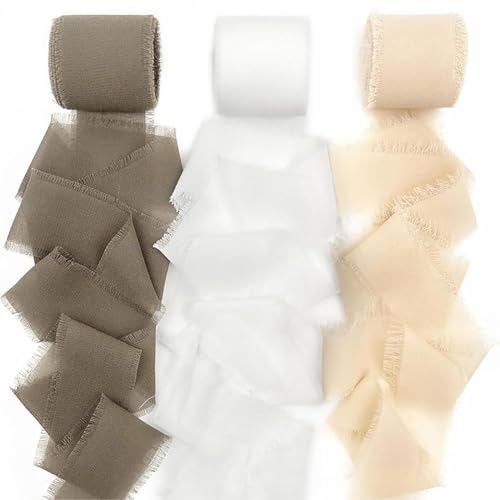 Vorysum Geschenkband Breit 4cm x 5M 3 Rollen, Chiffonband Schleifenband Hochzeit Festival Bänder Seidenband Dekoband autoschleifen Geschenkbänder,Handgefertigt Dekoband Braun,Weiß,Khaki, Vorysum Geschenkband Breit 4cm x 5M 3 Rollen, Chiffonband Schleifenband Hochzeit Festival Bänder Seidenband Dekoband autoschleifen Geschenkbänder,Handgefertigt Dekoband Braun,Weiß,Khaki, von Vorysum