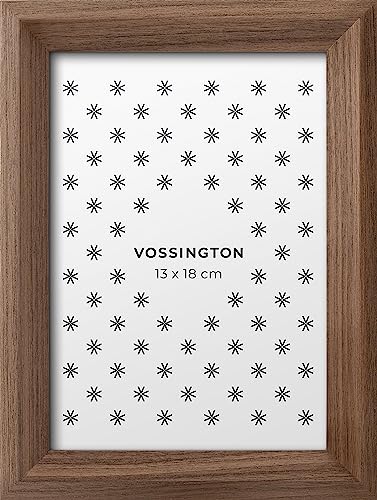 Vossington Bilderrahmen 13x18 Walnuss - Holz (künstliche Holzmaserung) - Moderner Rahmen mit abgeschrägter Kante - Fotorahmen - Mini - Klein - Rahmen für 1 Foto im Format 13 x 18 cm (18x13 cm) von Vossington