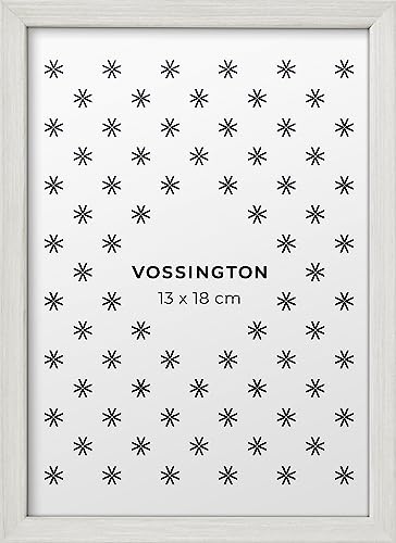 Vossington Bilderrahmen 13x18 Weiß - Holz - Modernes und schmales Design - Fotorahmen - Mini - Klein - Rahmen für 1 Foto im Format 13 x 18 cm (18x13 cm) von Vossington