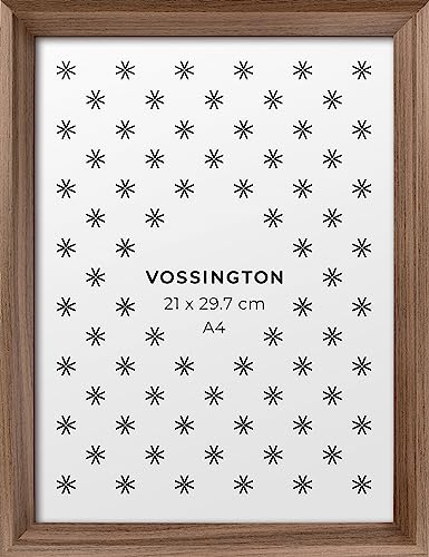 Vossington Bilderrahmen A4 Walnuss - Holz (künstliche Holzmaserung) - Moderner Rahmen mit abgeschrägter Kante - Fotorahmen - Rahmen für 1 Bild, Foto, Poster oder Puzzle im Format DIN A4 (21 x 29,7 cm) von Vossington
