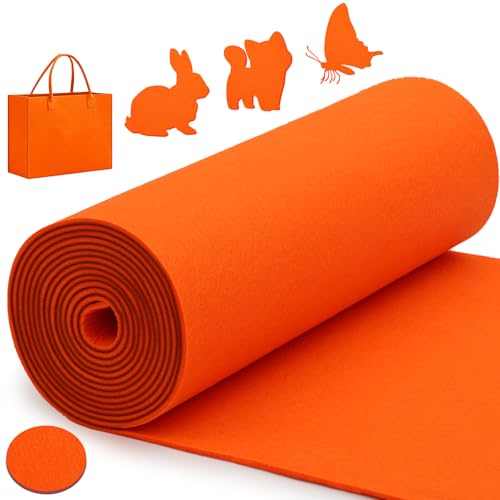 Votoko Filzrolle Filzstoff, 30cm x 300cm x 3mm Polyester Filzunterlage, Bastelfilz für DIY Aufbewahrungstasche Patchwork Nähen Basteln Handwerken, Filzmatte zum Zuschneiden Dekoration (Orange-Gelb) von Votoko