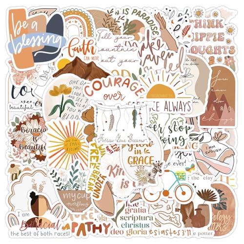 Votvlog 100 Boho Bibel Aufkleber Inspirierend Bibelvers Aufkleber Ästhetisch Christliche Geschenke Vinyl Christliche Sprüche Aufkleber für Koffer, Laptop, Fahrrad, Skateboard, Leseliebhaber, Ordner von Votvlog