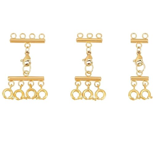 Votvlog 3 Stück Ketten Layering Verschluss, Halsketten-Schichtverschluss-Trenner für Sicherheitsschmuck-Verschluss-Konverter für Mehrreihige Armbänder und Halsketten Schmuckver Verbindungsschnallen, B von Votvlog