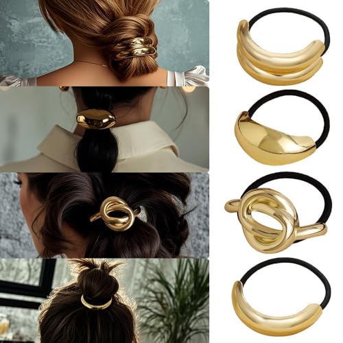 Votvlog Metall-Haarbänder, Gold-Haarbänder, Pferdeschwanz-Haarbänder, 4 Stück Haarbänder Vintage Pferdeschwanz-Stirnbänder für Partys, besondere Ereignisse Votvlog Metall-Haarbänder, Gold-Haarbänder, Pferdeschwanz-Haarbänder, 4 Stück Haarbänder Vintage Pferdeschwanz-Stirnbänder für Partys, besondere Ereignisse von Votvlog