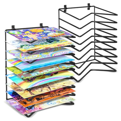 Vowcarol 2 Stück Kunst-Trockenständer für Klassenzimmer, 9 Ablagen, Farbtrockengestell, Wandhalterung und Desktop-Ständer Vowcarol 2 Stück Kunst-Trockenständer für Klassenzimmer, 9 Ablagen, Farbtrockengestell, Wandhalterung und Desktop-Ständer von Vowcarol