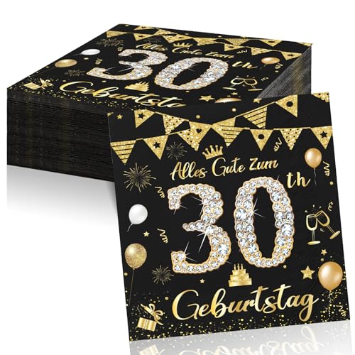 30 Geburtstagsdeko Servietten,Schwarz Gold Papier Party Servietten Tischdeko Für 30. Geburtstag Männer Frauen,40 Stück Happy Birthday Servietten Decorations 33x33cm 30 Geburtstagsdeko Servietten,Schwarz Gold Papier Party Servietten Tischdeko Für 30. Geburtstag Männer Frauen,40 Stück Happy Birthday Servietten Decorations 33x33cm von Voxisroma