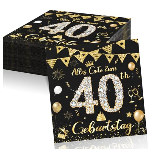 40 Geburtstagsdeko Servietten,Schwarz Gold Papier Party Servietten Tischdeko Für 40. Geburtstag Männer Frauen,40 Stück Happy Birthday Servietten Decorations 33x33cm 40 Geburtstagsdeko Servietten,Schwarz Gold Papier Party Servietten Tischdeko Für 40. Geburtstag Männer Frauen,40 Stück Happy Birthday Servietten Decorations 33x33cm von Voxisroma