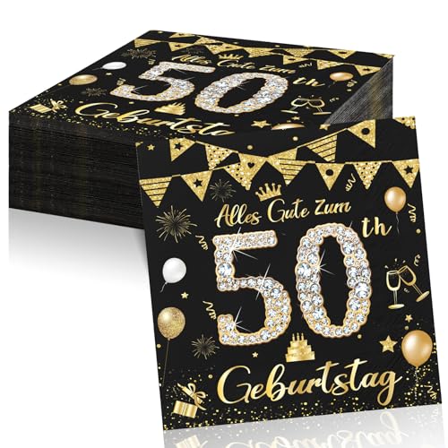 50 Geburtstagsdeko Servietten,Schwarz Gold Papier Party Servietten Tischdeko Für 50. Geburtstag Mann Frau,40 Stück Happy Birthday Servietten Decorations 33x33cm 50 Geburtstagsdeko Servietten,Schwarz Gold Papier Party Servietten Tischdeko Für 50. Geburtstag Mann Frau,40 Stück Happy Birthday Servietten Decorations 33x33cm von Voxisroma