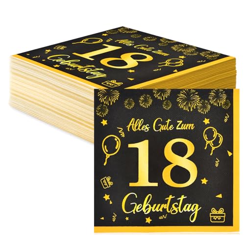 Servietten 18 Geburtstag Deko,Happy Birthday Servietten Schwarz Gold Tischdeko Geburtstag Für 18. Geburtstag Junge Mädchen,40 Stk Geburtstag Papier Servietten Decorations 33x33cm Servietten 18 Geburtstag Deko,Happy Birthday Servietten Schwarz Gold Tischdeko Geburtstag Für 18. Geburtstag Junge Mädchen,40 Stk Geburtstag Papier Servietten Decorations 33x33cm von Voxisroma