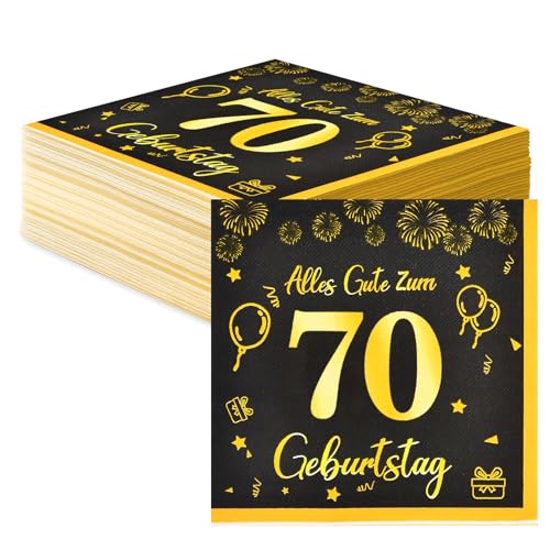 Servietten 70 Geburtstag Deko,Happy Birthday Servietten Schwarz Gold Tischdeko Geburtstag Für 70. Geburtstag Mann Frau,40 Stk Geburtstag Papier Servietten Decorations 33x33cm Servietten 70 Geburtstag Deko,Happy Birthday Servietten Schwarz Gold Tischdeko Geburtstag Für 70. Geburtstag Mann Frau,40 Stk Geburtstag Papier Servietten Decorations 33x33cm von Voxisroma