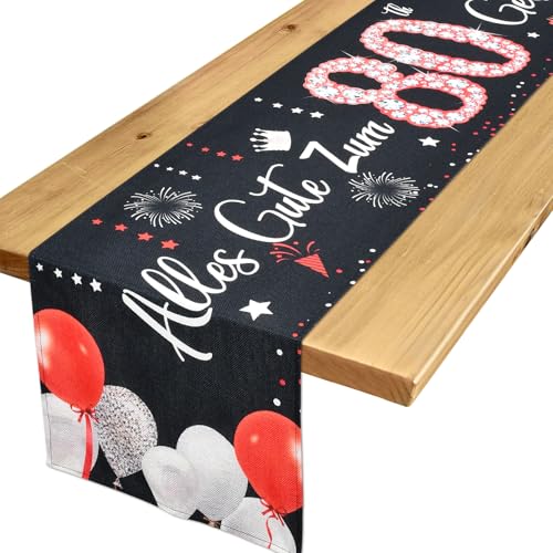 Voxisroma Deko 80. Geburtstag Frau Mann Tischläufer,Rot Schwarz Tischdeko Geburtstag,80 Geburtstag deko,80 Geburtstag Party Deko Supplies,Geschenke Für Frau Mann 80 Geburtstag 183x33cm Voxisroma Deko 80. Geburtstag Frau Mann Tischläufer,Rot Schwarz Tischdeko Geburtstag,80 Geburtstag deko,80 Geburtstag Party Deko Supplies,Geschenke Für Frau Mann 80 Geburtstag 183x33cm von Voxisroma