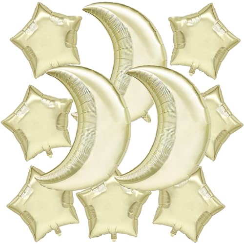 12 Stück Mond- und Sternen-Luftballons, Mond-Folienballons, hellgoldene Stern-Folienballons für Babyparty, Geburtstag, Weihnachten, Abschlussfeier, Hochzeit, Party-Dekorationen 12 Stück Mond- und Sternen-Luftballons, Mond-Folienballons, hellgoldene Stern-Folienballons für Babyparty, Geburtstag, Weihnachten, Abschlussfeier, Hochzeit, Party-Dekorationen von Voystcos