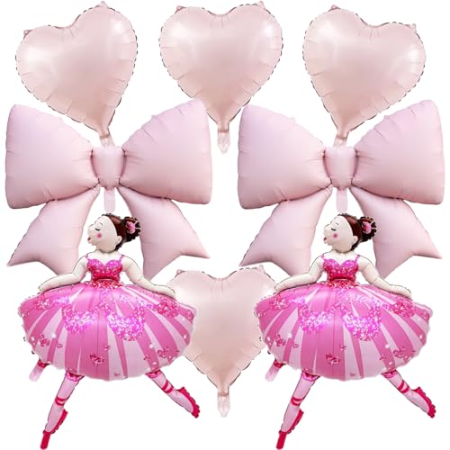 8 x rosa Schleifen-Luftballons mit rosa Ballett-Motiv, Folienballon für Mädchen, Geburtstagsparty, Babyparty, Hochzeit, Mädchen, Motto-Party-Dekorationen 8 x rosa Schleifen-Luftballons mit rosa Ballett-Motiv, Folienballon für Mädchen, Geburtstagsparty, Babyparty, Hochzeit, Mädchen, Motto-Party-Dekorationen von Voystcos