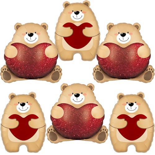 Bären-Luftballons, Valentinstag, Bär, Folienballons für Valentinstag, Hochzeit, Brautparty, Jahrestag, Verlobung, Bär, Babyparty, Geburtstag, Party, Dekoration, Zubehör, 6 Stück Bären-Luftballons, Valentinstag, Bär, Folienballons für Valentinstag, Hochzeit, Brautparty, Jahrestag, Verlobung, Bär, Babyparty, Geburtstag, Party, Dekoration, Zubehör, 6 Stück von Voystcos