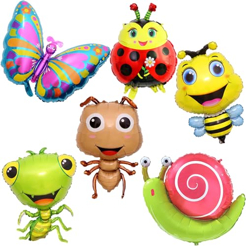 Luftballons mit Insektenmotiven, 6 Stück, Schmetterling, Ameise, Mantis, Schnecke, Marienkäfer, Biene, Folienballon für Geburtstag, Babyparty, Garten, Käfer, Insekten, Tiermotive, Party-Dekorationen Luftballons mit Insektenmotiven, 6 Stück, Schmetterling, Ameise, Mantis, Schnecke, Marienkäfer, Biene, Folienballon für Geburtstag, Babyparty, Garten, Käfer, Insekten, Tiermotive, Party-Dekorationen von Voystcos