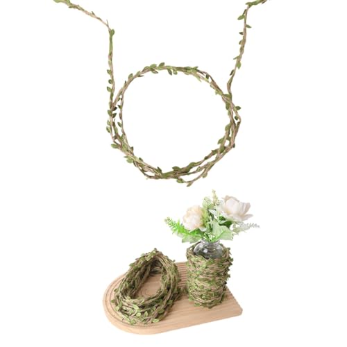 DIY Gegenwart Jute Blattband, Künstliche Grüne Blätter Band mit 22m aus Juteseil und künstlichen Ranken, Künstlichen Rebengrünen Blättern für Geburtstage Hochzeiten Feiertage von Voyyphixa