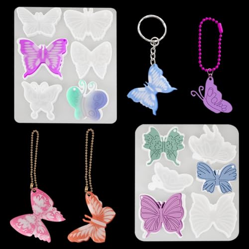 Voyyphixa 2 Stück Schmetterling Ohrringform Silikonformen Epoxidharz Butterfly Resin Mold Schmetterling Schmuck Anhänger Form für Schlüsselanhänger, Ohrringe, Halskette, Brosche von Voyyphixa