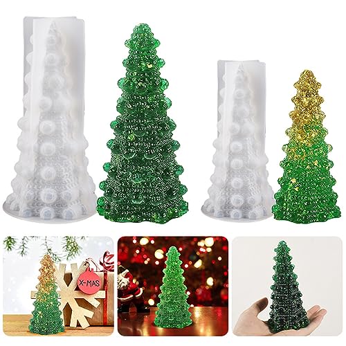 Voyyphixa 2 Stück Weihnachtsbaum Silikonformen Epoxidharz 3D Kerzenformen zum GieBen Weihnachten Resin Mold Resin Gießformen Harzform für Weihnachten Deko Schreibtisch Ornamente von Voyyphixa