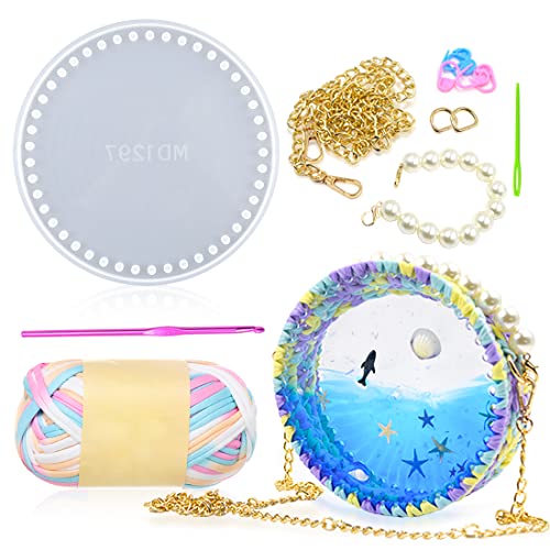 Voyyphixa Geldbörsen Epoxidharz Silikonform Stricken Taschenrahmen Runde Resin Mold Gießform Kunstharz Geldbörse Form Mit 2 Skette für DIY Clutch Bag Shaker Harzform von Voyyphixa