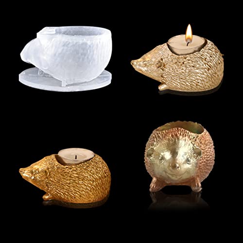 Voyyphixa Igel Silikonformen Epoxidharz, Kerzenständer Resin Gießform Tiere 3D Epoxidharz Formen Silikon Gießformen für Pflanztopf Vase, Blumentopf, Dekorationen, Ornamente (Hedgehog Mold) von Voyyphixa