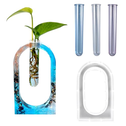 Voyyphixa Silikonform Blumenvase Pflanzgefäß Epoxidharz Formen mit 3 Reagenzgläsern Vermehrungsstation Vasen Gießformen fur Hydroponik Pflanzen Stecklinge (Kuppelförmig) von Voyyphixa