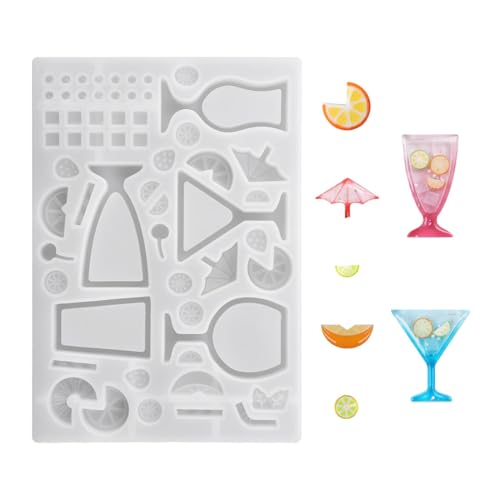 Voyyphixa Weinglas Treibsand Shaker Silikonformen Gießformen mit Orange Silikonformen Epoxidharz Cocktailglas Shakers Formen Anhänger Schmuckherstellung Halskette Ohrringe Basteln von Voyyphixa