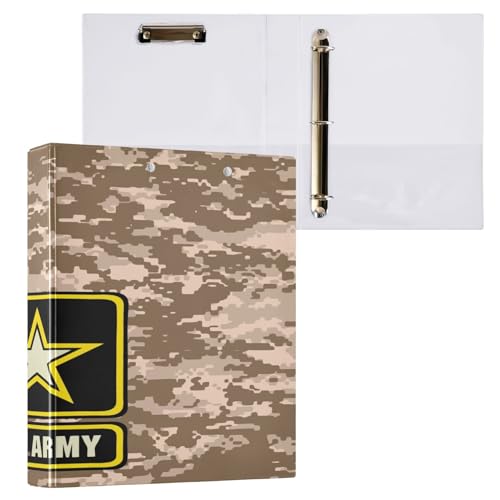 Vozoza Camo Army USA Dekoratives 3-Ringbuch 3,8 cm große Sichtbücher mit Taschen für 200 A4-Blätter, Aktenordner für Büro, Uni, Schule, 1 Stück von Vozoza
