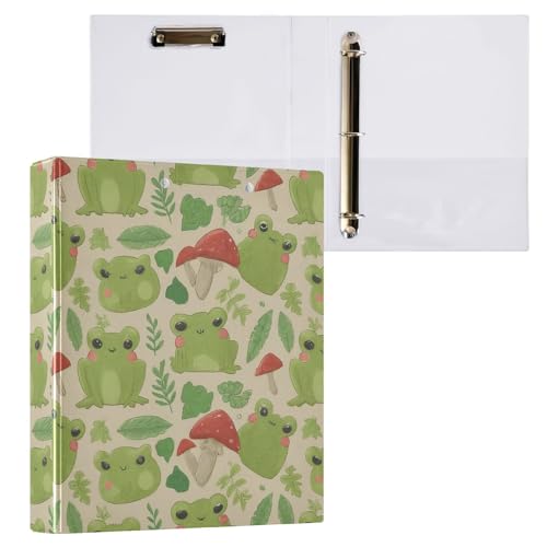 Vozoza Cartoon-Ordner mit niedlichem Frosch-Pilz, dekorativ, 3,8 cm, großes Sichtbuch mit Taschen, für 200 Blatt, Aktenordner für Büro, Uni, Schule, 1 Stück von Vozoza