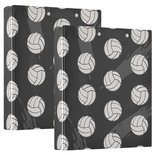 Vozoza Dekorativer Volleyball-Ordner mit 3 Ringen, 3,8 cm, große Sichtbücher mit Taschen, für 200 Blatt, Aktenordner für Büro, Uni, Schule, 2 Stück von Vozoza
