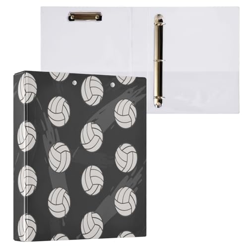 Vozoza Dekorativer Volleyball-Ordner mit 3 Ringen, 3,8 cm, großes Sichtbuch mit Taschen, für 200 A4-Blätter, Aktenordner für Büro, Uni, Schule, 1 Stück von Vozoza