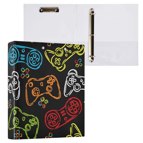 Vozoza Dekoratives 3-Ringbuch für Videospiele, 3,8 cm, große Sichtbücher mit Taschen, für 200 Blatt, Aktenordner für Büro, Uni, Schule, 1 Stück von Vozoza