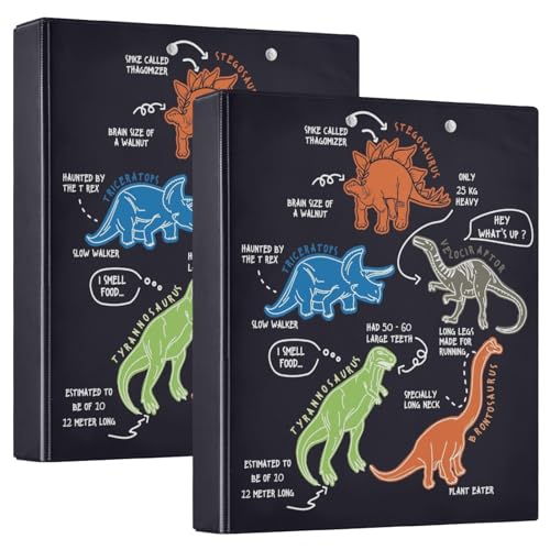 Vozoza Dekoratives 3-Ringbuch mit Dinosaurier-Cartoon-Motiv, 3,8 cm, große Sichtbücher mit Taschen, für 200 Blatt, Aktenordner für Büro, Uni, Schule, 2 Stück Vozoza Dekoratives 3-Ringbuch mit Dinosaurier-Cartoon-Motiv, 3,8 cm, große Sichtbücher mit Taschen, für 200 Blatt, Aktenordner für Büro, Uni, Schule, 2 Stück von Vozoza