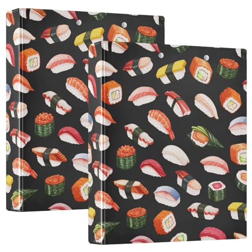 Vozoza Dekoratives Sushi-Ordner mit 3 Ringen für japanische Lebensmittel, 3,8 cm, große Sichtbücher mit Taschen, für 200 Blatt, Aktenordner für Büro, Uni, Schule, 2 Stück von Vozoza