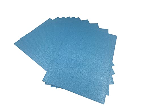 10 Blatt Glitzer-Karton, A4, 250 g/m², seeblau, Karton, hellblau, kein Pulver, Kartonpapier. von Vrandu