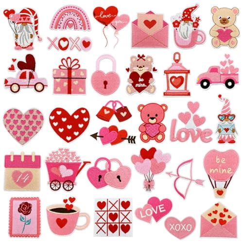 Rosa Aufnäher in Herzform, bestickt, für Hochzeiten, romantische Verabredungen, Paare, Partys, zum Aufbügeln oder Aufnähen auf Kleidung, Hüte, Socken, Jeans Rosa Aufnäher in Herzform, bestickt, für Hochzeiten, romantische Verabredungen, Paare, Partys, zum Aufbügeln oder Aufnähen auf Kleidung, Hüte, Socken, Jeans von Vresqi