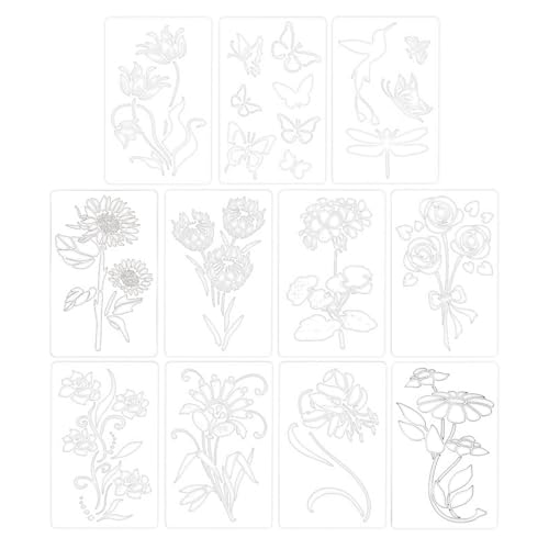 Blumenschablonen, wiederverwendbare Blumenschablonen, Blumenwandschablonen, Blumen-Bastelschablonen, Wandmalerei-Schablonen, Dekor-Schablonen, Stein-Punkt-Malschablonen, Kunstprojekt-Schablonen von Vriusi