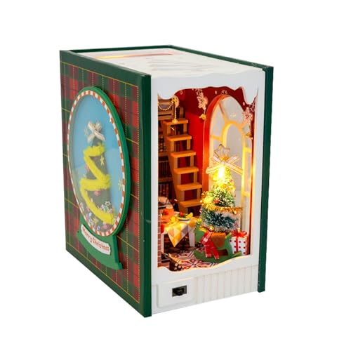 Bücherregal-Einsatz | Miniatur-Puppenhaus aus Holz für Weihnachten | Kreative Buchecke mit eingebautem Licht, einzigartige Bücherregal-Dekoration für Zuhause, perfekt, um jedem Laune und Charme Bücherregal-Einsatz | Miniatur-Puppenhaus aus Holz für Weihnachten | Kreative Buchecke mit eingebautem Licht, einzigartige Bücherregal-Dekoration für Zuhause, perfekt, um jedem Laune und Charme von Vriusi
