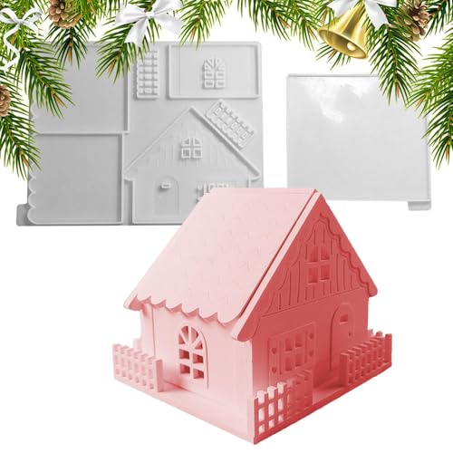 Silikon-Hausform, Set mit 2 dekorativen Kerzengefäßen, Hausformen für kreatives Basteln, wiederverwendbare Gießform, perfekt für Weihnachtshausdekoration und Tischdekoration Silikon-Hausform, Set mit 2 dekorativen Kerzengefäßen, Hausformen für kreatives Basteln, wiederverwendbare Gießform, perfekt für Weihnachtshausdekoration und Tischdekoration von Vriusi