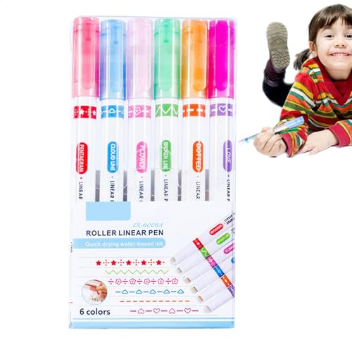 Vriusi Farbige Kurvenstifte, Doppelspitzenmarker, Scrapbook-Zubehör, lebendige Planer-Stifte, kreative Schreibwerkzeuge, mehrfarbiges Marker-Set, ästhetische Journaling-Stifte, multifunktionale von Vriusi