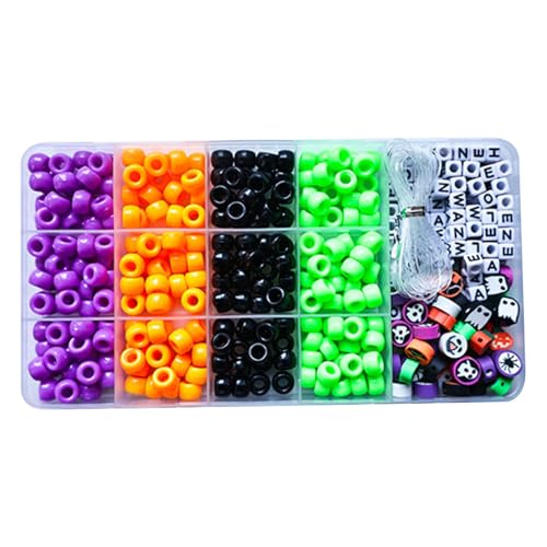 Vriusi Halloween-Perlenmaterial-Paket, Halloween-Armband-Schmuck-Set, Geister- -Abstandshalter, verschiedene Halloween-Armbänder, Schmuckherstellung, Buchstabenperlen für Damen und Erwachsene von Vriusi