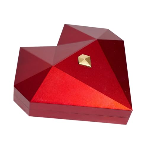 Vriusi Herzförmige Ringbox, Pop-Up-Schmuckschatulle, Verlobungsring-Box, Hochzeitsring-Box, Samtring-Box, roter Schmuck, weicher Samtring, Schmuck-Organizer, Samt-Innenring, herzförmiger von Vriusi