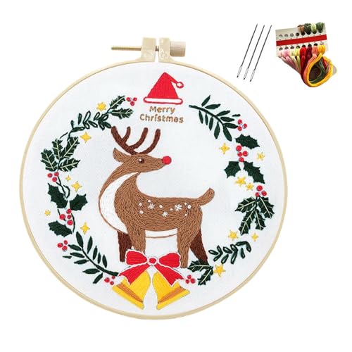 Vriusi Merry Christmas Embroidery Kit, New Embroidery - Beginners Embroidery Kit, Handmade Fabric Material Package Kit, Handmade Sewing Craft Set for Friends and Family Vriusi Merry Christmas Embroidery Kit, New Embroidery - Beginners Embroidery Kit, Handmade Fabric Material Package Kit, Handmade Sewing Craft Set for Friends and Family von Vriusi