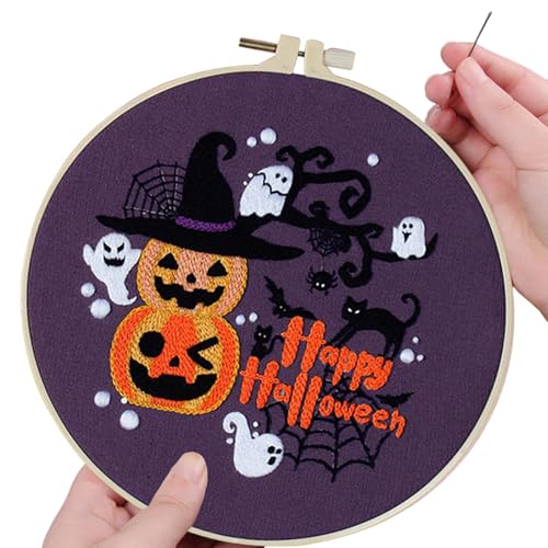 Vriusi -Stickerei-Set, Stickerei-Anfänger-Set, Gothic-Thema-Stickset, Anfänger-Nadelspitzen-Set, -Muster-Stickerei, komplettes Stickset, gruseliges Bastelzubehör von Vriusi