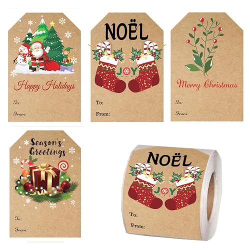 Vriusi Tags, Dekoratives Geschenkpapier Namensetiketten, Weihnachten Namensschilder Beschreibbares Etikett, Klebeetiketten Aufkleber, Weihnachtsetiketten Aufkleber, Klebstoff für Weihnachtsferien Vriusi Tags, Dekoratives Geschenkpapier Namensetiketten, Weihnachten Namensschilder Beschreibbares Etikett, Klebeetiketten Aufkleber, Weihnachtsetiketten Aufkleber, Klebstoff für Weihnachtsferien von Vriusi