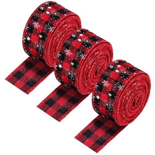 Weihnachtsband, 6,4 cm, rotes und schwarzes Büffelkaro, 3 Rollen, Büffelkaro, Juteband, je 6,5 m, perfekt für Weihnachtsbaumdekoration, Kränze und Bastelprojekte Weihnachtsband, 6,4 cm, rotes und schwarzes Büffelkaro, 3 Rollen, Büffelkaro, Juteband, je 6,5 m, perfekt für Weihnachtsbaumdekoration, Kränze und Bastelprojekte von Vriusi