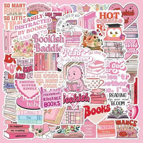 Vroxdrez Bookish Sticker Set 50 Stück – Wasserabweisende Rosa Kawaii Aufkleber zur Dekoration von Kindle Laptop Koffer Helm, Stylishe Kleine Deko Sticker für Erwachsene Jugendliche Vroxdrez Bookish Sticker Set 50 Stück – Wasserabweisende Rosa Kawaii Aufkleber zur Dekoration von Kindle Laptop Koffer Helm, Stylishe Kleine Deko Sticker für Erwachsene Jugendliche von Vroxdrez