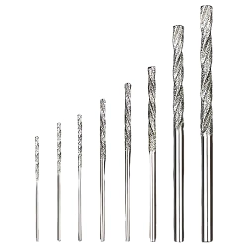 Vroxdrez Diamantbohrer Set 8-teilig – Spiralbohrer 0,8mm–3,0mm – Glasbohrer für Glas, Metall, Perlen, Jade, Keramik, Muscheln, Stein – Präzisionsbohrer für feine Arbeiten von Vroxdrez