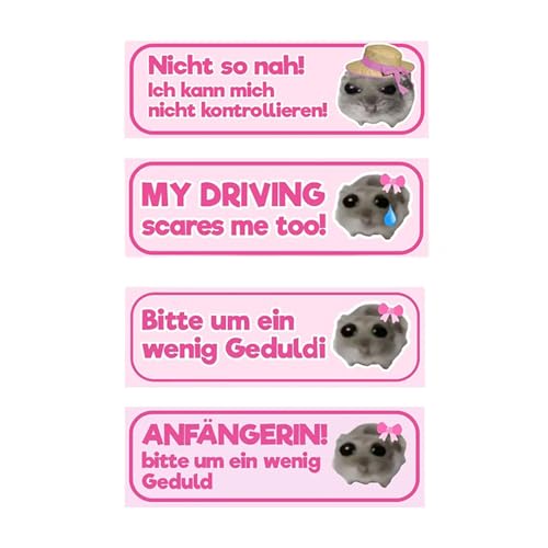 Vroxdrez Pack of 4 Sad Hamster Car Stickers – Witzige Auto Deko für neue Fahrer – Wasser- & UV-resistent – Lustiges Mitbringsel zur Fahrprüfung – Farbe Rosa Vroxdrez Pack of 4 Sad Hamster Car Stickers – Witzige Auto Deko für neue Fahrer – Wasser- & UV-resistent – Lustiges Mitbringsel zur Fahrprüfung – Farbe Rosa von Vroxdrez