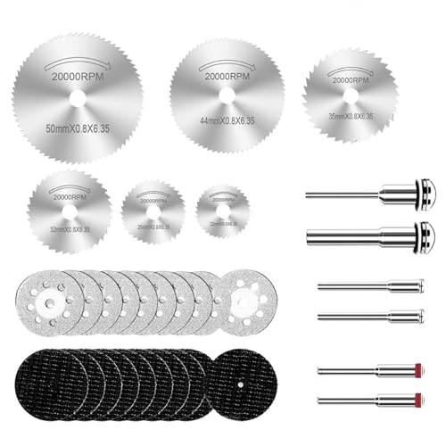Vroxdrez Trennscheiben Set, Kreissägeblatt Schneidräder für Multifunktionsgeräte, 1/8 Schaft für Holz und Metall Schneiden Vroxdrez Trennscheiben Set, Kreissägeblatt Schneidräder für Multifunktionsgeräte, 1/8 Schaft für Holz und Metall Schneiden von Vroxdrez
